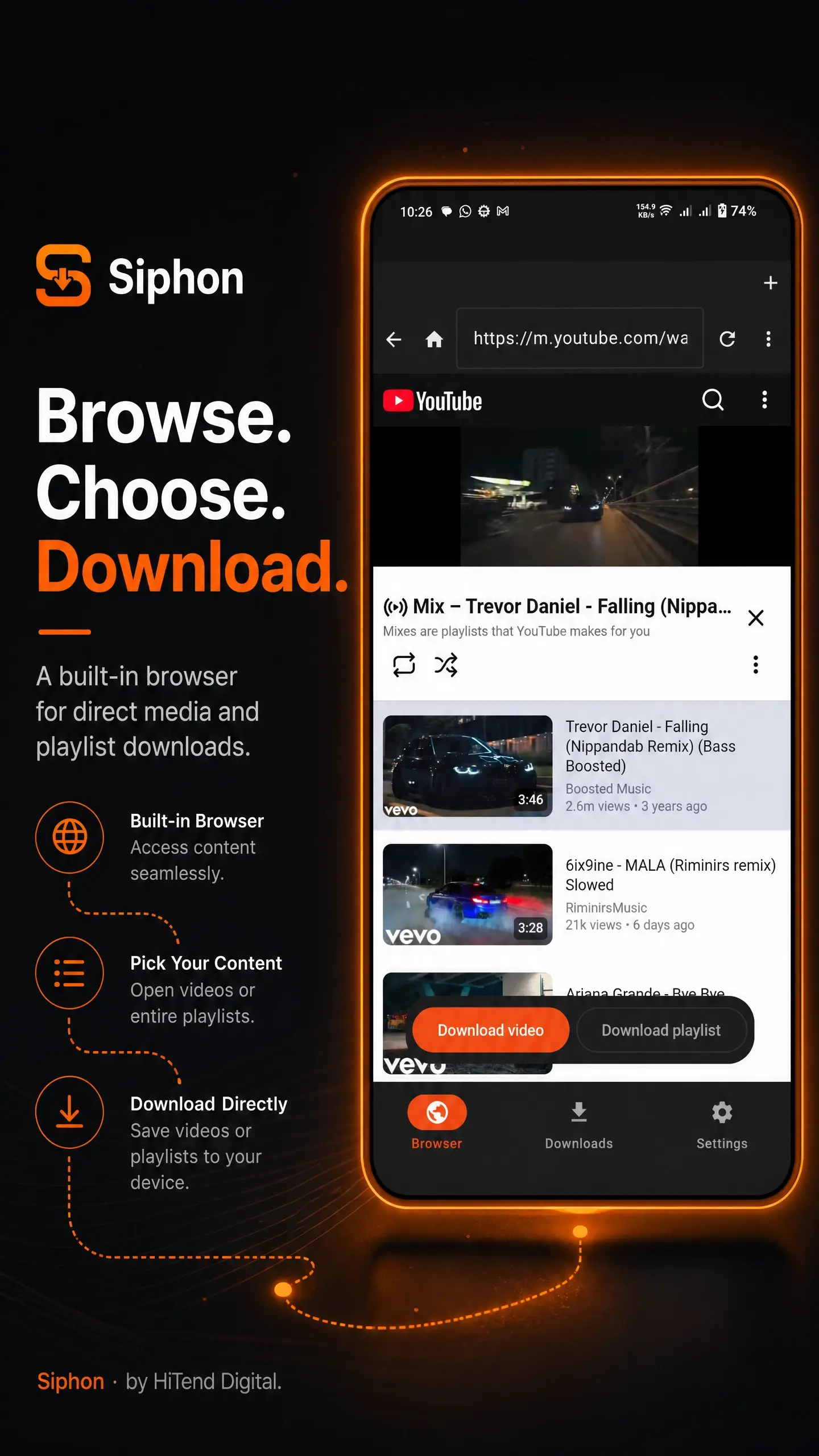 Siphon Android format and quality selector