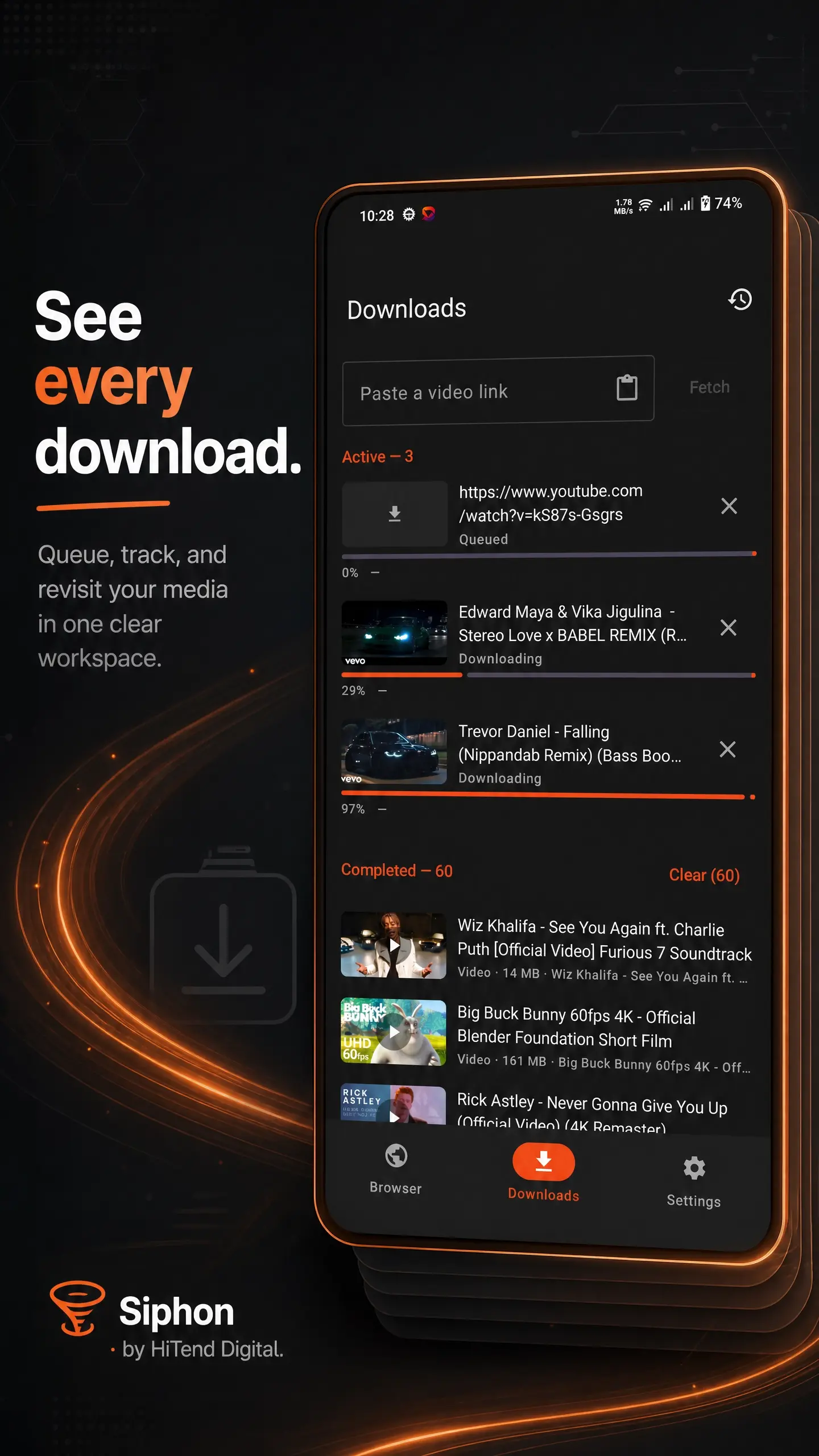 Siphon Android settings screen