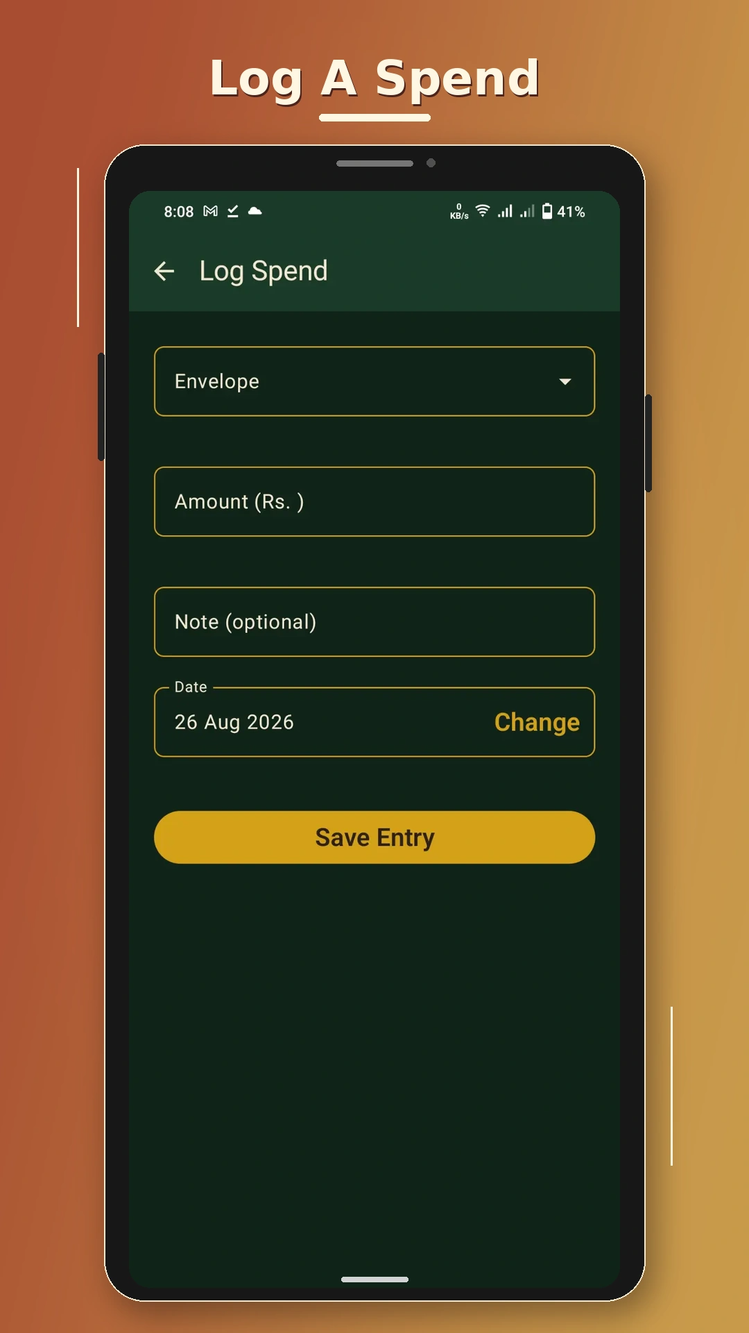 Barkat Envelope create envelope screen