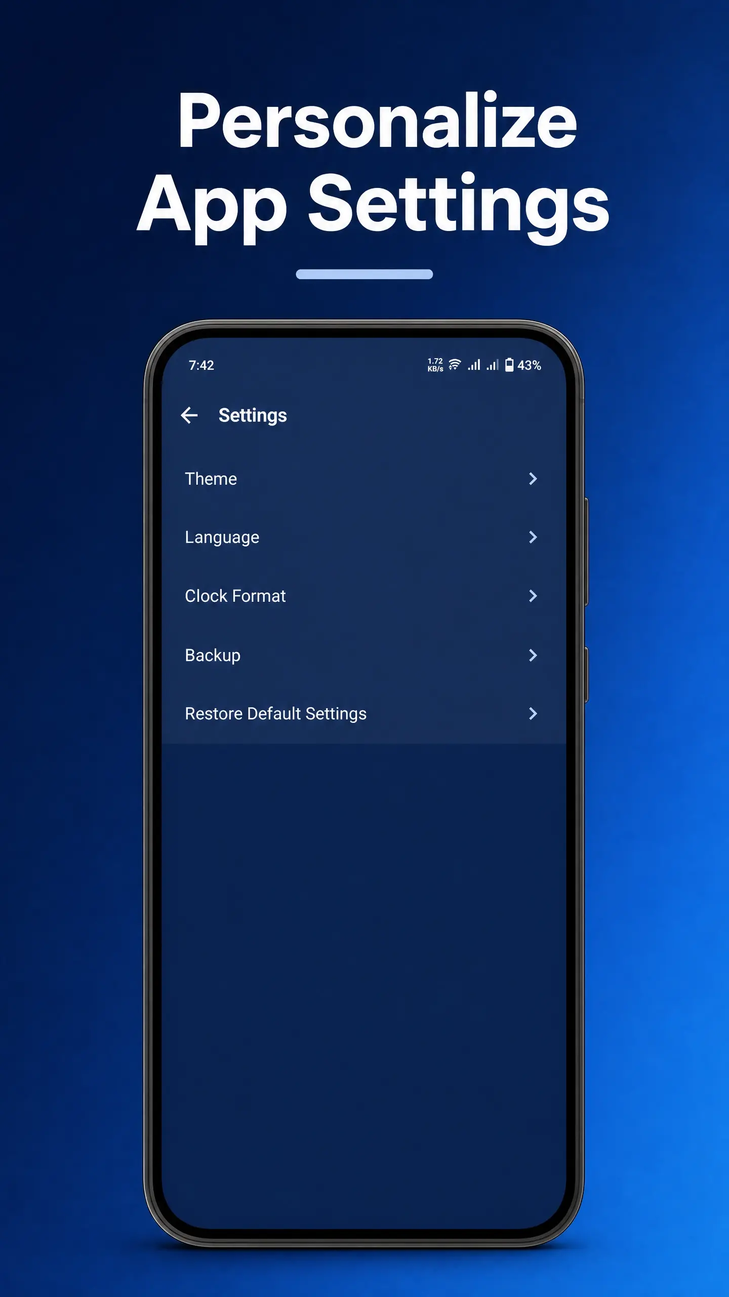Easy Udhar settings screen