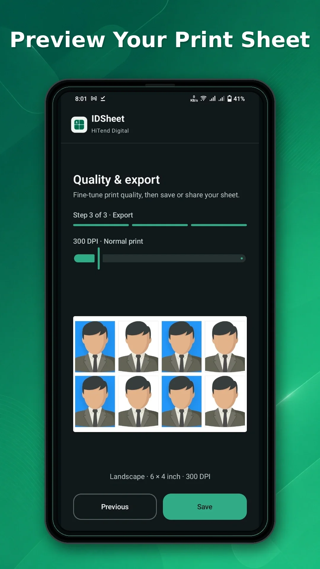 ID Sheet size presets