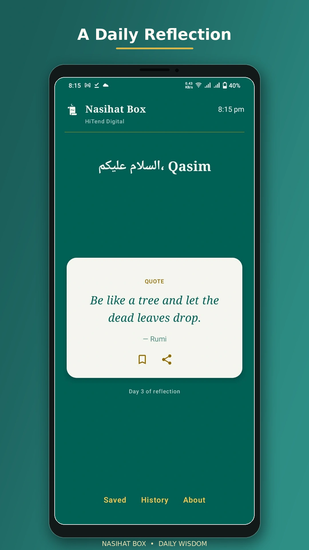 Nasihat Box daily card screen