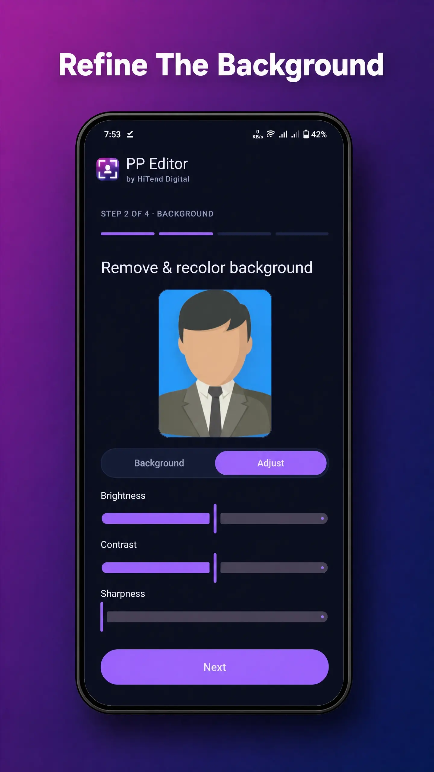 PP Editor background removal screen
