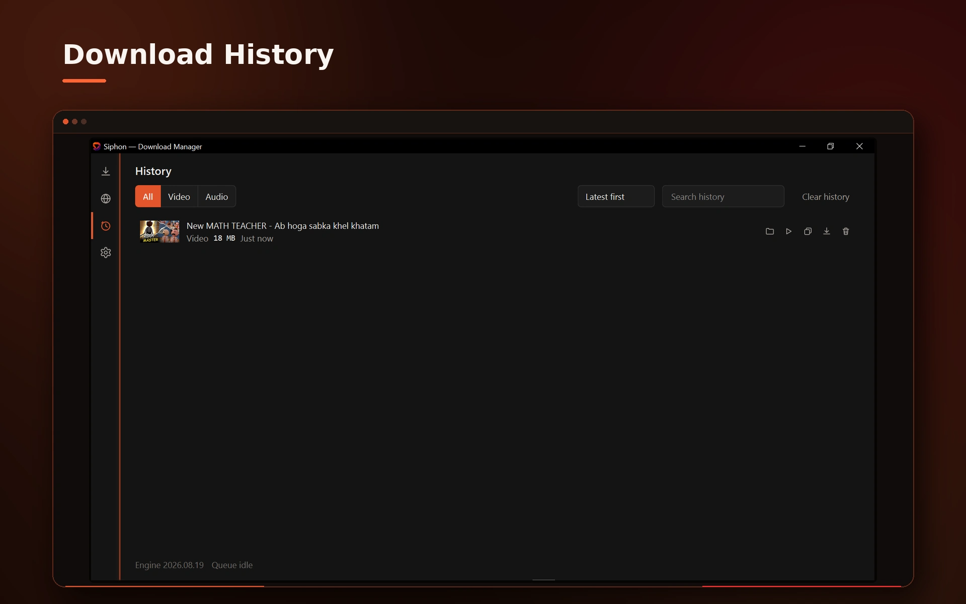 Siphon settings screen